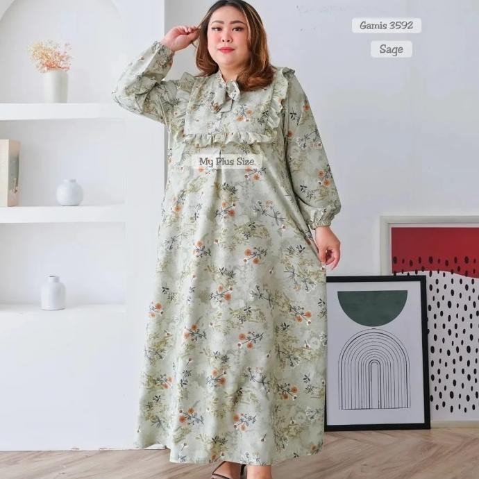Gamis Bunga Wanita Jumbo 3592, Ld 130 & 145 cm