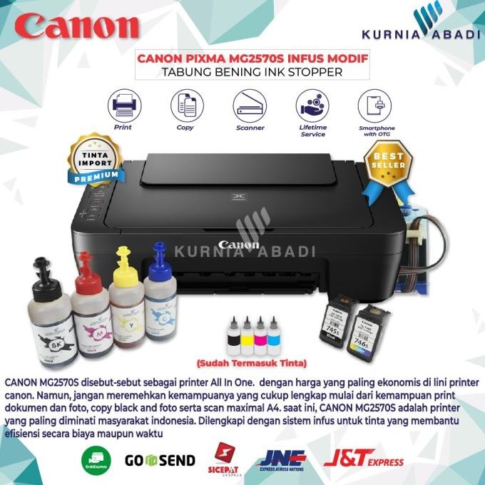 Printer Canon Pixma Mg2570S Infus Print Scan Copy Inkjet Infus Bening