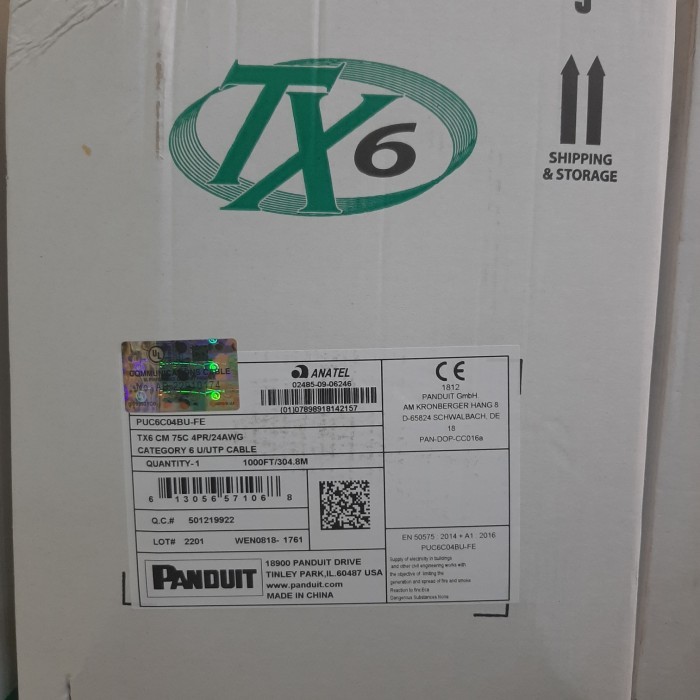 Unik Kabel Lan Utp Panduit Cat 6 Tx6 Puc6C04Bu-C / Panduit Cat6 Tx6/Panduit
