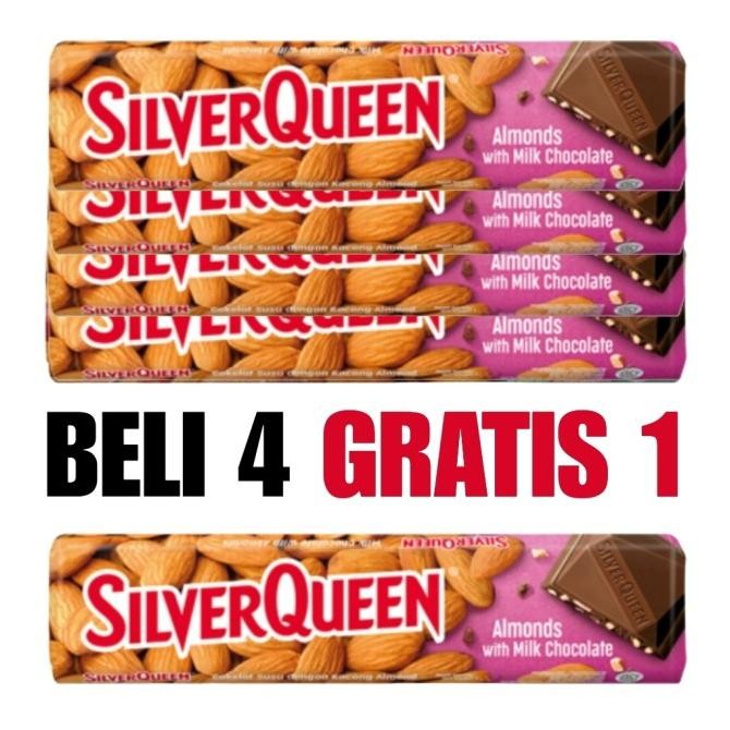

SilverQueen Beli 4 Gratis 1 Milk Chocolate Almond 58 g AS85