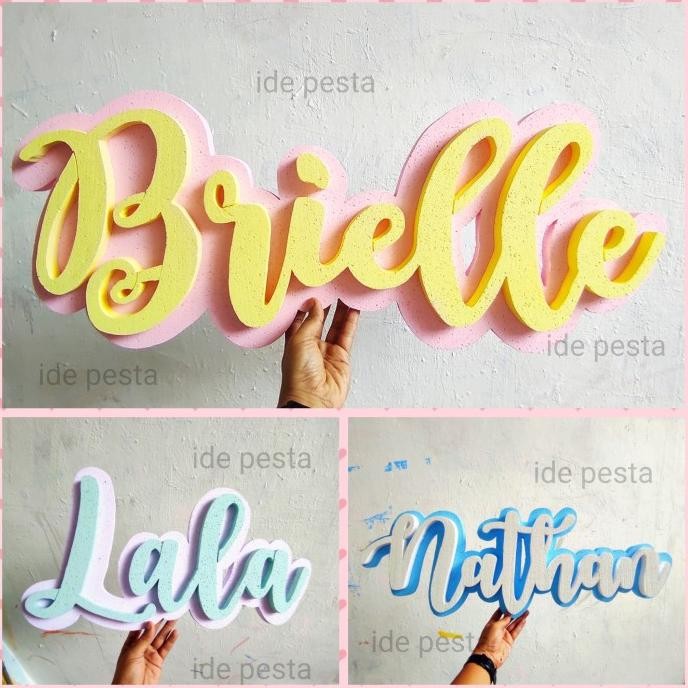 || PROMO  ~`~ Dekorasi Nama custom double layer / huruf timbul wall decor ultah ||~~~