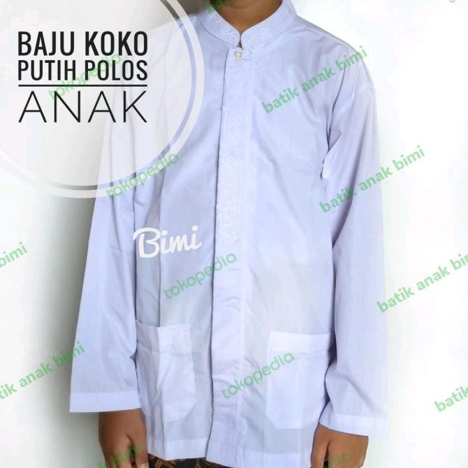 BAJU KOKO PUTIH ANAK LAKI LAKI LENGAN PANJANG SD SMP