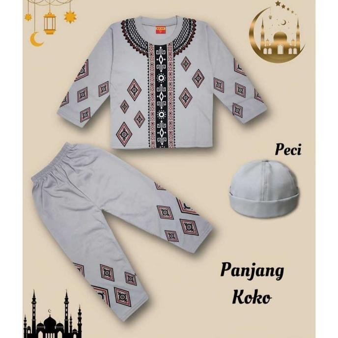 BAJU KOKO ANAK LAKI-LAKI BAHAN KAOS ADEM / SETELAN ANAK BAJU MUSLIM