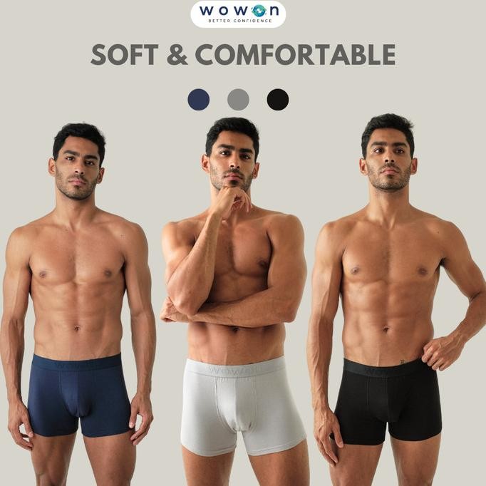 Wowon Men Boxer - Celana Dalam Pria - Extreme Comfort - 3 Pcs Terlaris