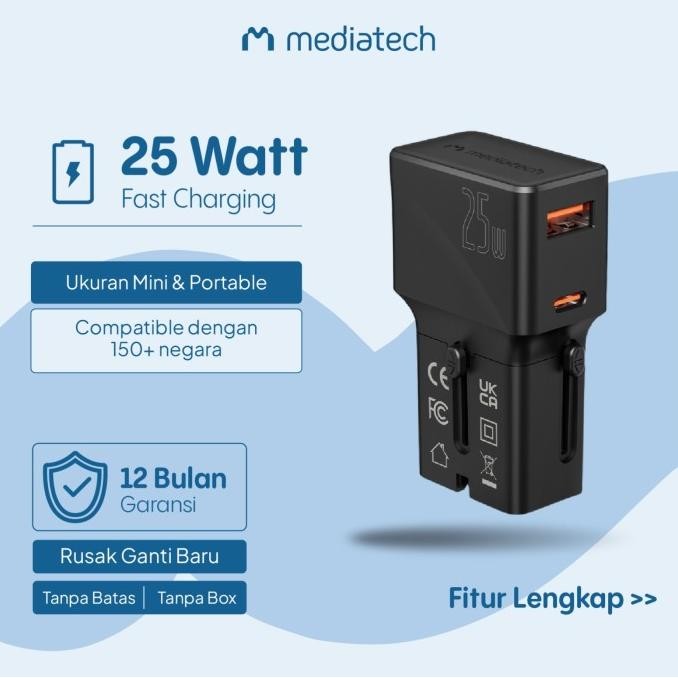 Mediatech Mini Universal Travel Adaptor Mt-808 / Pocket Travel Charger