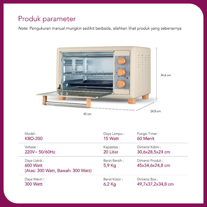Oven Listrik Kirin 20 Liter Kbo 200 Low Watt Open Elektrik Kue Kering #Gratisongkir #Sale #Discount