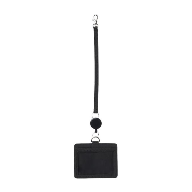 

TERMURAH - MUJI Stretchy Polyester Card Holder W Reel Black/Name tag ID Card hold