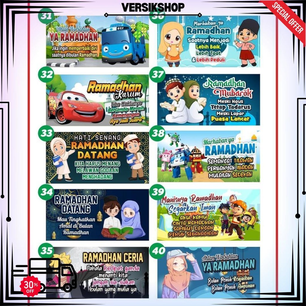 Spanduk Sambut Bulan Suci Ramadhan Untuk Dirumah - Desain Unik & Ceria D Sale