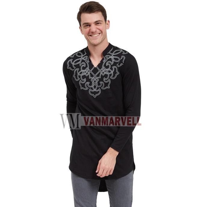 VM GAMIS HITAM BAJU KOKO JUMBO PANJANG GAMIS JUMBO HITAM