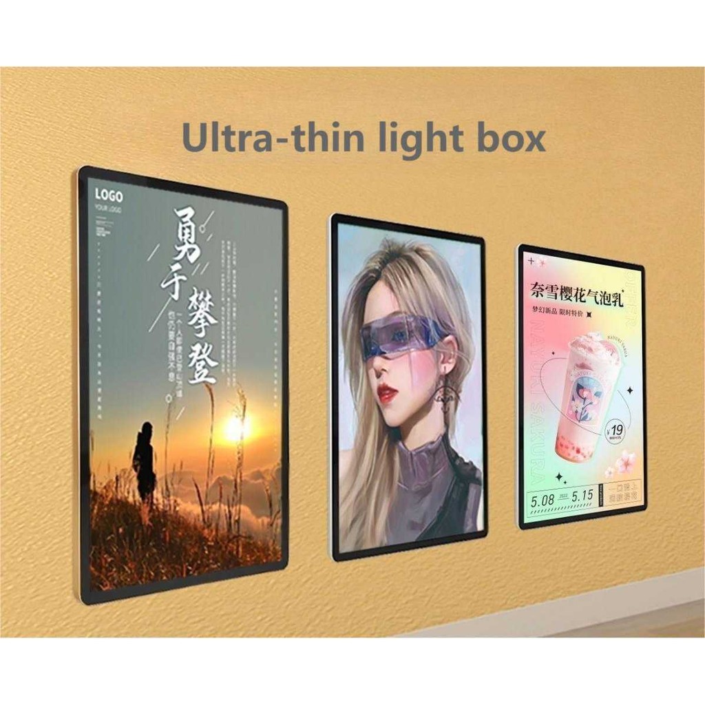 

EYOU Light Box Display Frame Poster LED Magnetic Acrylic EU Plug Hitam 60x80cm