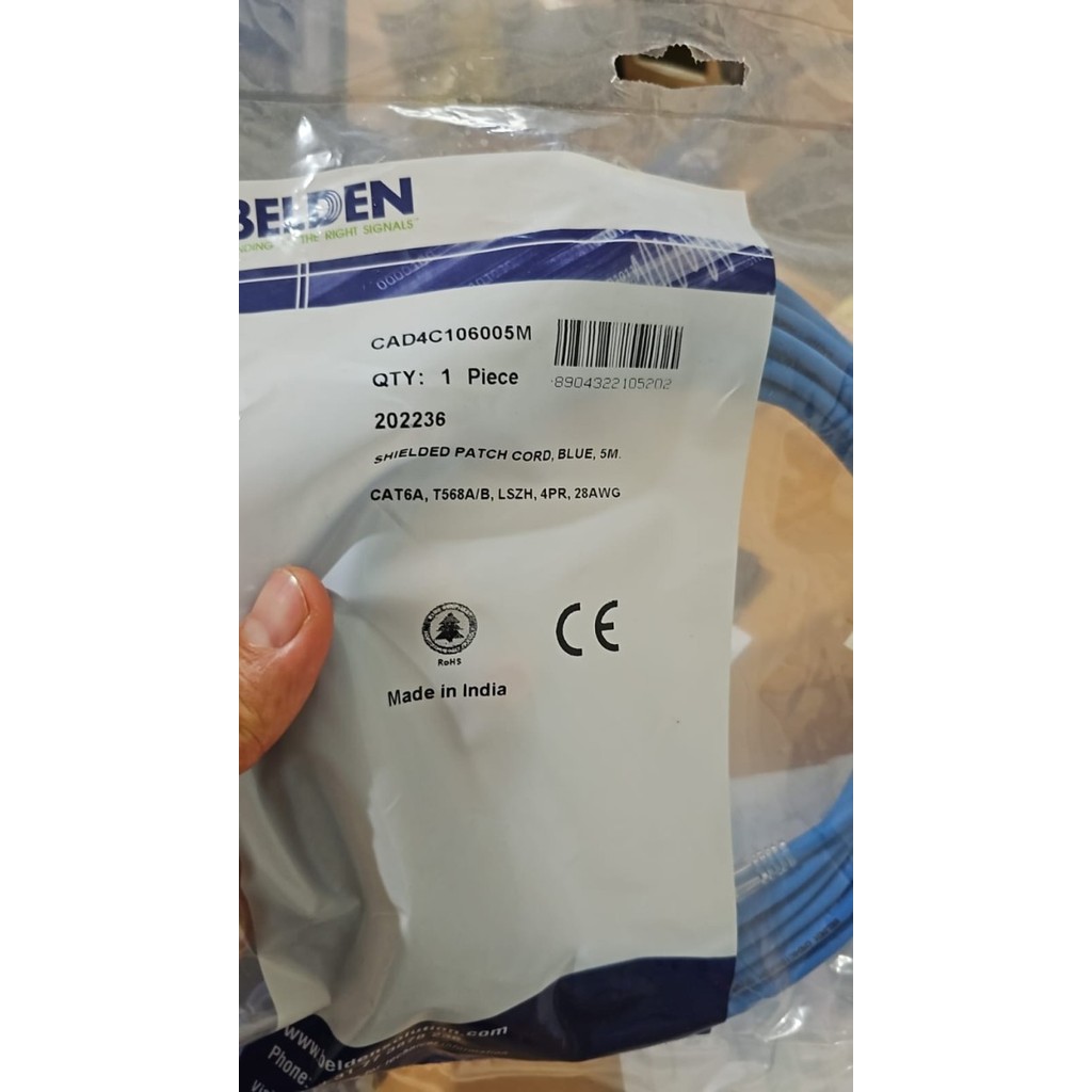 PATCHCORD BELDEN CAT6A 5 METER CAD4C106005M