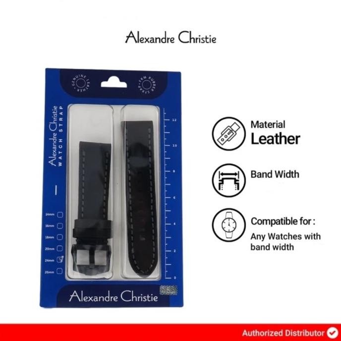 tali kulit asli jam tangan alexandre christie original