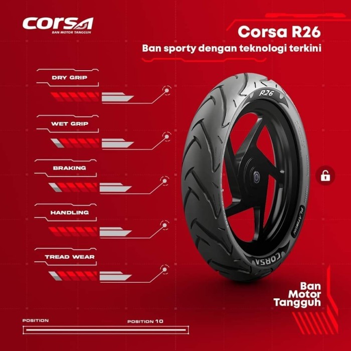 140/70-14 Corsa Platinum R26 Tubeless - Ban Belakang Motor AEROX-155