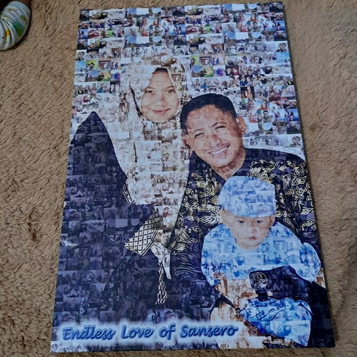 PROMO Foto mozaik cetak spanram+kain kanvas ukuran 30x20cm