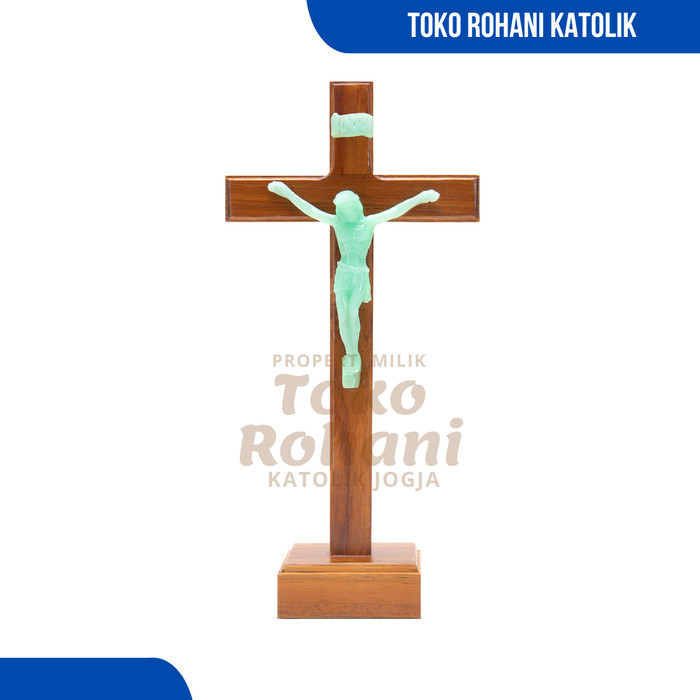 Salib Duduk Katolik Korpus Fosfor / Salib Meja Katolik / Patung Salib