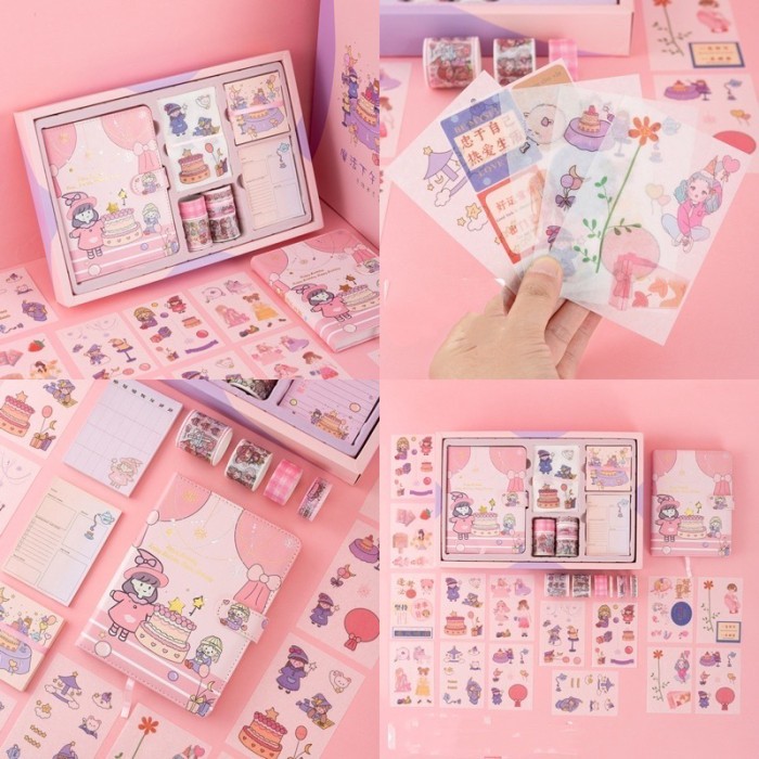 

Ready Journal Kit Buku Agenda Notebook Diary Book Set Gift Box 187 Pcs