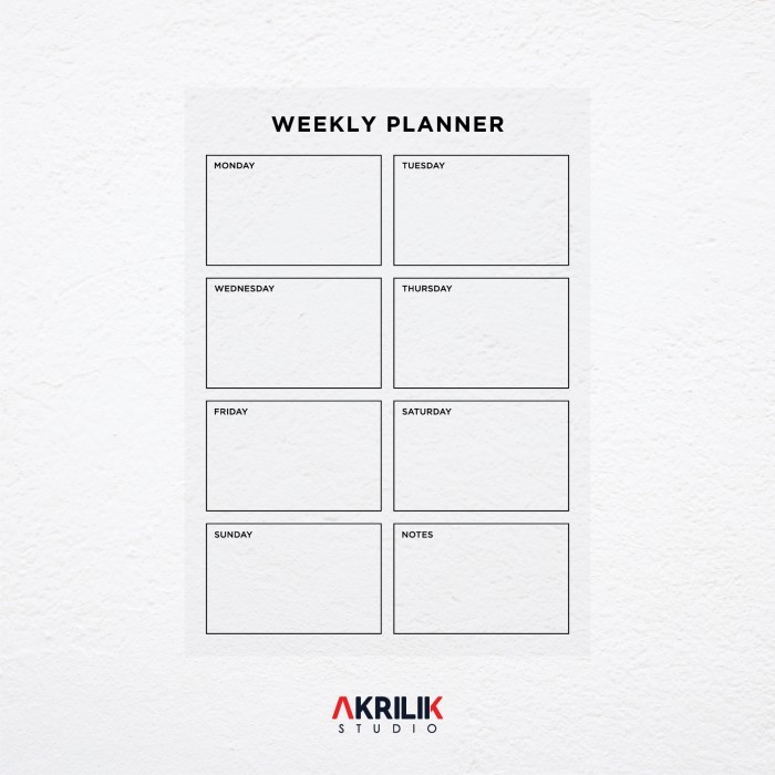 

Ready Weekly Planner Akrilik Wall Schedule Agenda Jadwal Mingguan Modern