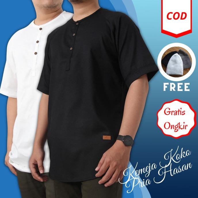 Baju Muslim Kemeja Koko Pria Dewasa Lengan Pendek Cardinal Motif Polos Original