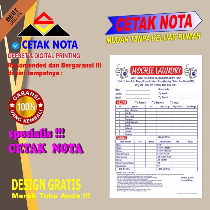 

Ready Cetak nota 40 buku 1/4Folio ncr custom