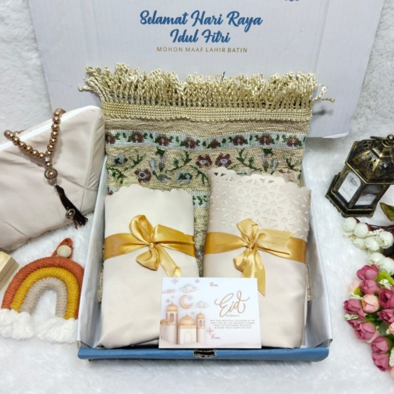 TERBARU Seserahan Alat Sholat Lengkap / Hampers Mukena Alquran dan Sajadah Set / Gift Box Mukena Al