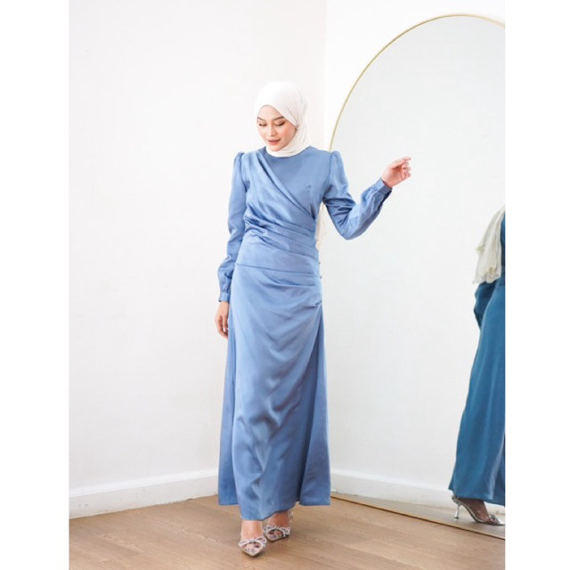 HOT DEALS Mahaka Silk Premium -Dress Kondangan-Dress Pesta Hijab-Satin Silk-Dress Lebaran-Dress