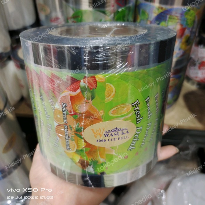 Plastik Lid 2000 Cup / Sealer Cup 2000 Gelas Polos Buah Kartun Wasuka