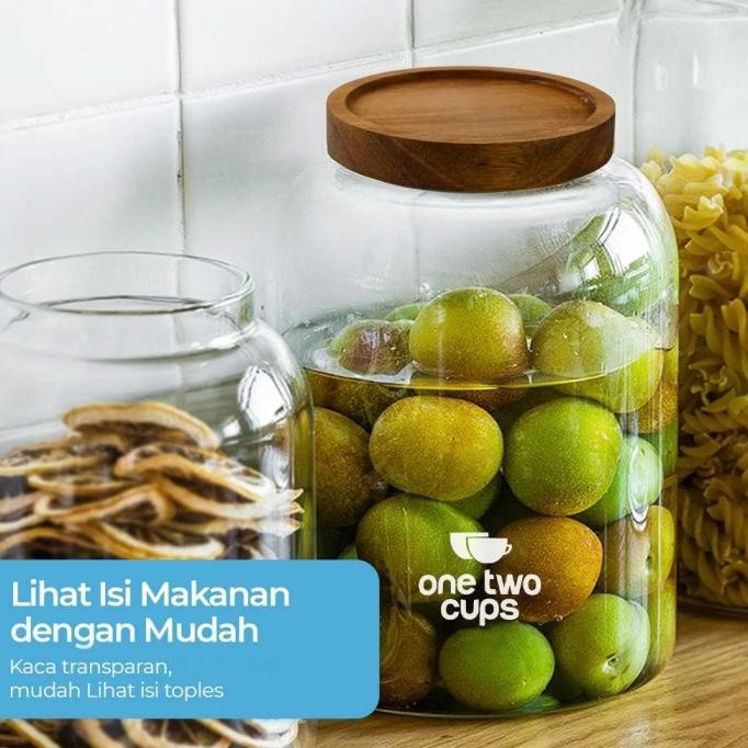 Toples Kaca Kedap Udara Besar Jumbo Tutup Kayu Unik Fermentasi Asinan