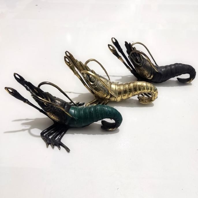 :<:<:<:<] Patung Udang Logam Kuningan Hiasan Dekorasi Antik Brass
