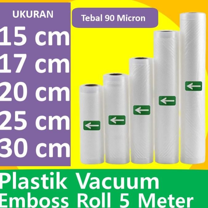 Plastik Vacum Vacuum Sealer Emboss 5 Meter Roll Packing Makanan Vakum