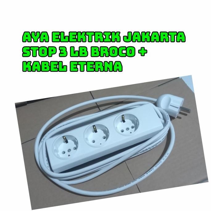STOP BROCO 3 LOBANG + KABEL STEKER 5 METER STOP KONTAK BROCO RAKITAN Original