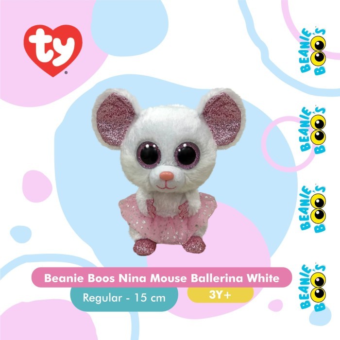 

TY BEANIE BOOS NINA MOUSE BALLERINA WHITE (REGULAR) - BONEKA TIKUS