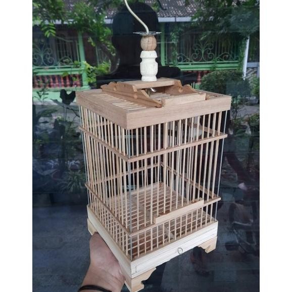 gh-56 Sangkar burung kecil kayu jati untuk burung prenjak colibry Berkualitas