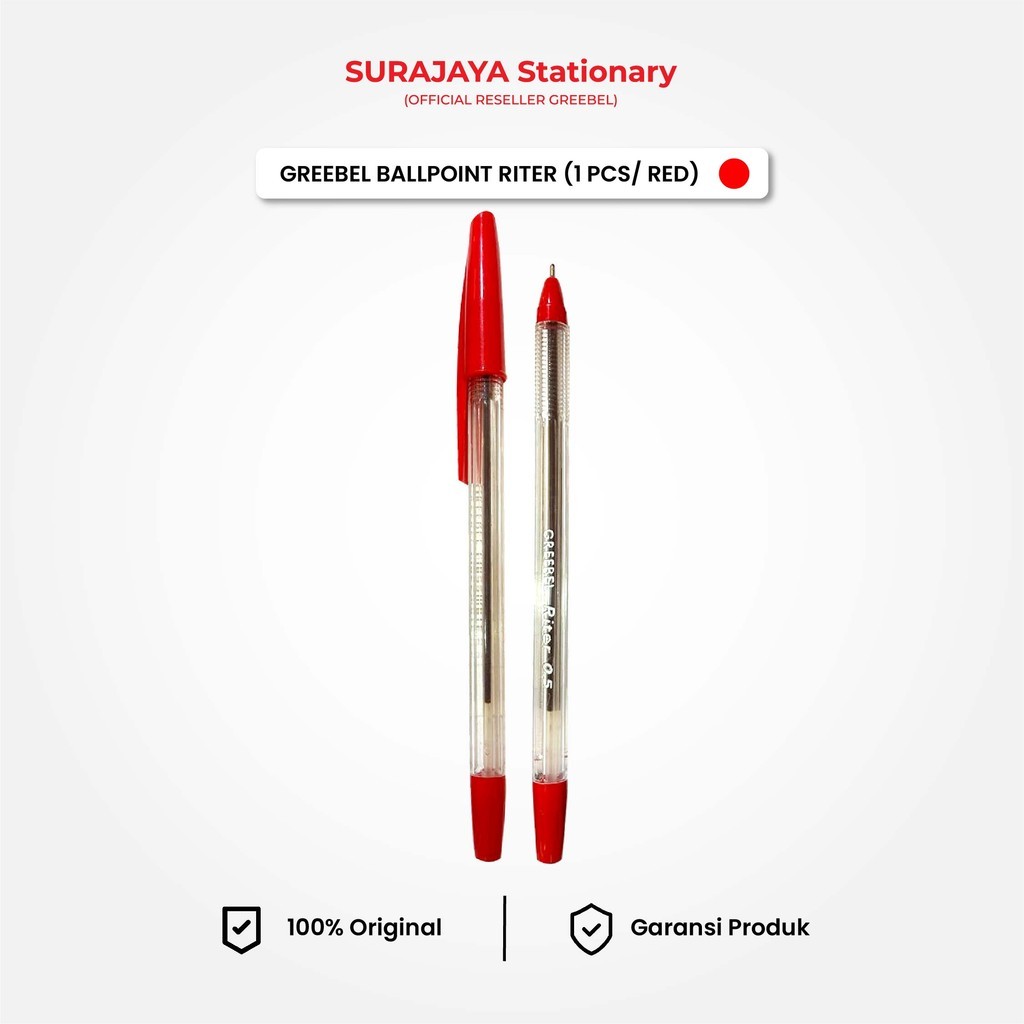 

GREEBEL Pulpen Ballpen / Riter 0.5 Merah (1PCS) / Ballpoint Bolpen Bolpoin Pena Gel