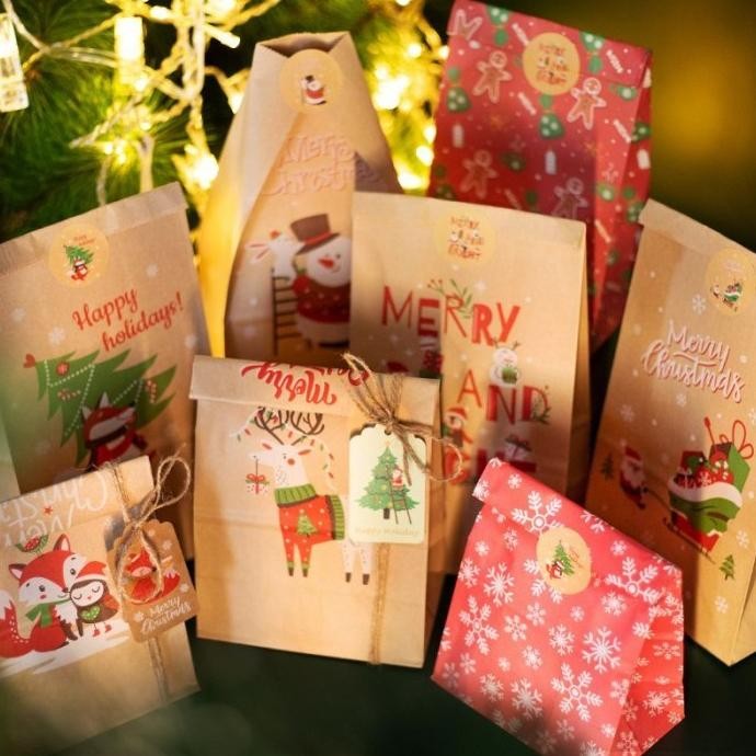 

|Bestseller| 24set paper bag natal christmas kantong kemasan natal paper box kotak