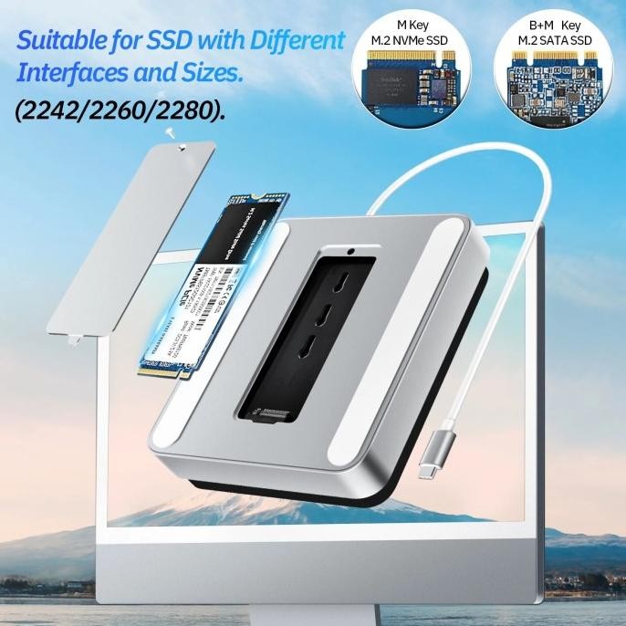 ARF Minisopuru USB C Hub for iMac 24 Inch 2021/2023 Compatible M.2 NVMe SSD USB C 10Gbps iMac Access
