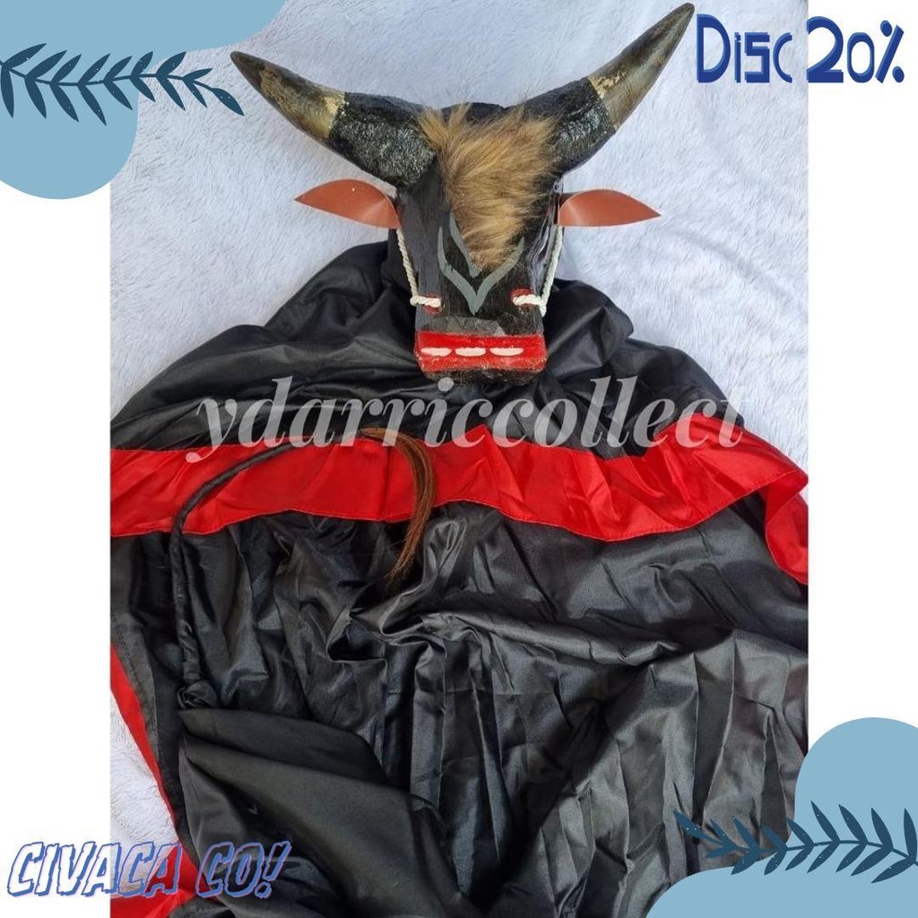 Bantengan Tanduk Asli Free Kain Kemul Panjang Banteng Kayu Diskon Setengah Harga