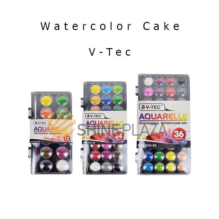 

V-TEC AQUARELLE WATERCOLOR CAKE 12 24 36 COLOR - CAT AIR VTEC WARNA