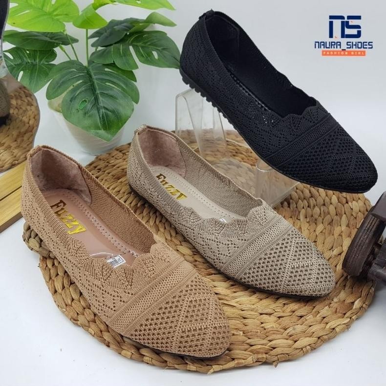 Promo Lebaran Naura Shoes Sandal Dan Sepatu Wanita Dewasa Yumna Pmf64 Flatshoes Rajut Halus Slip On 