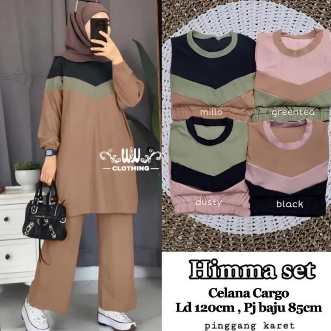 ONE SET JUMBO XXL SET TUNIK CELANA CARGO CRINKLE AIRFLOW // ONE SET // SETELAN WANITA // ONE SET MUS