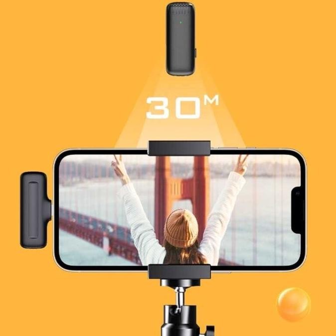 Mic Lavalier Wireless Microphone Clip On HP Smartphone Podcast Live