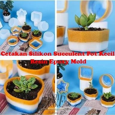 Promo Cetakan Silikon Succulent Pot Kecil Resin Epoxy Mold COD