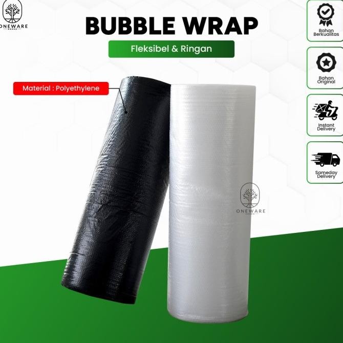 

Bubble Wrap Roll 125 cm x 50 m 1 Roll Bening dan Hitam Premium Quality