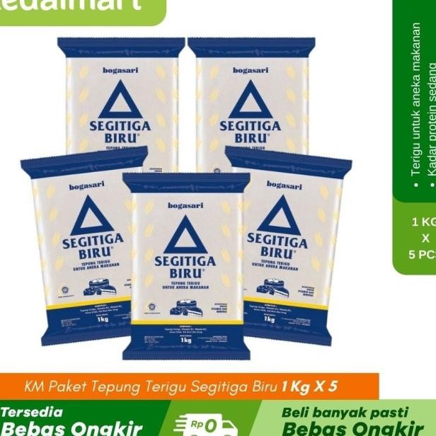 

KM Paket Tepung Terigu Segitiga Biru 1 Kg X 5