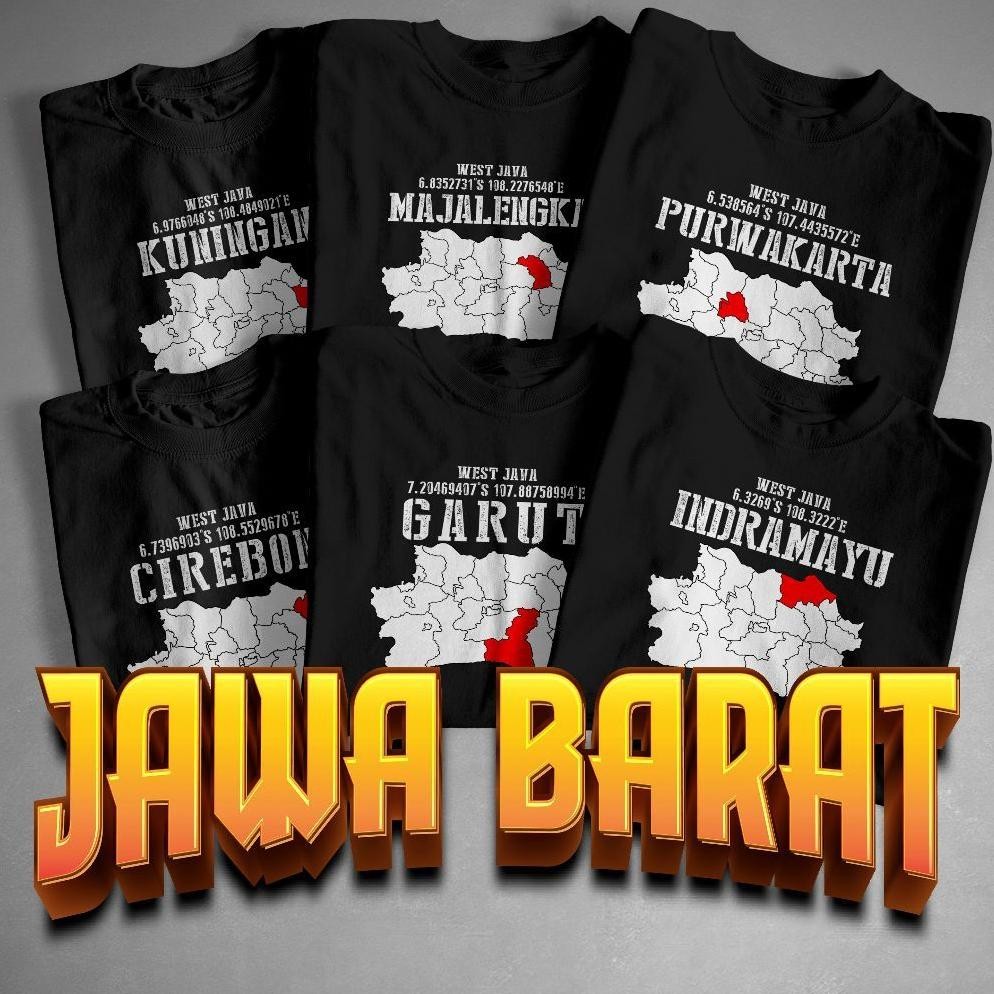 Promo Kaos Peta Nama Kota Jawa Barat Kaos Distro Pria Wanita
