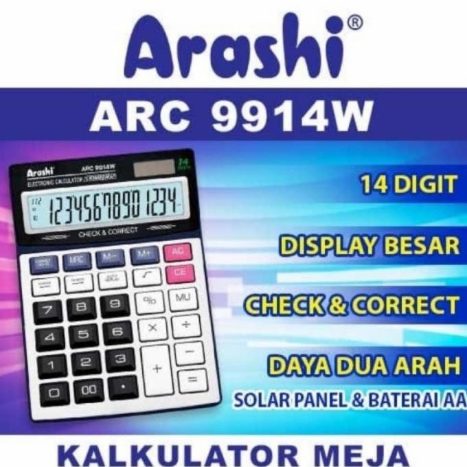 

wes-24 Kalkulator Meja Arashi ARC 9914 W Desktop Calculator 14 Digit Display Viral