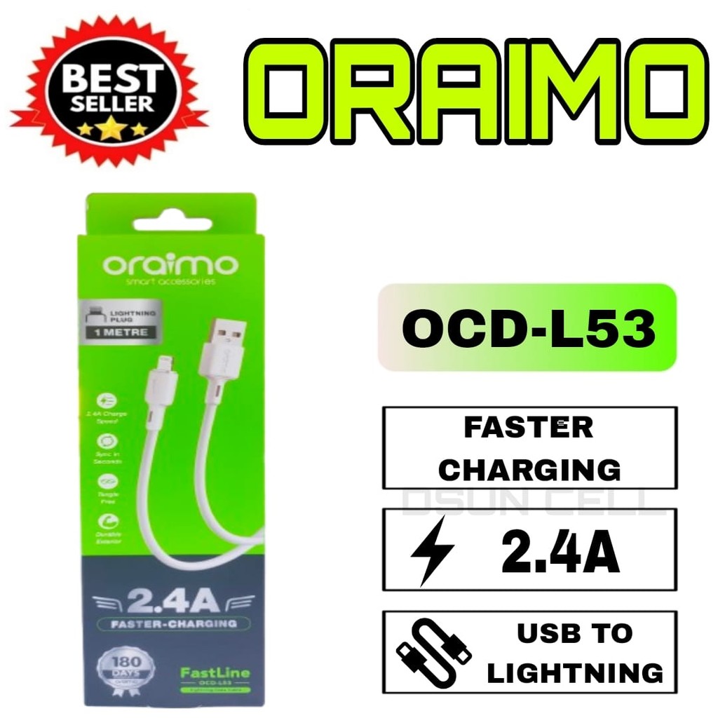 Oraimo Kabel Data iPhone Lightning OCD-L53 / L12 / 114L Cable Fast Charging 2A