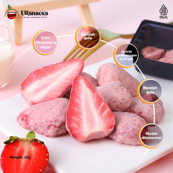 

BERGARANSI [RS] URSNACKS Freeze Dried Strawberry - Snack Keripik Buah HALAL