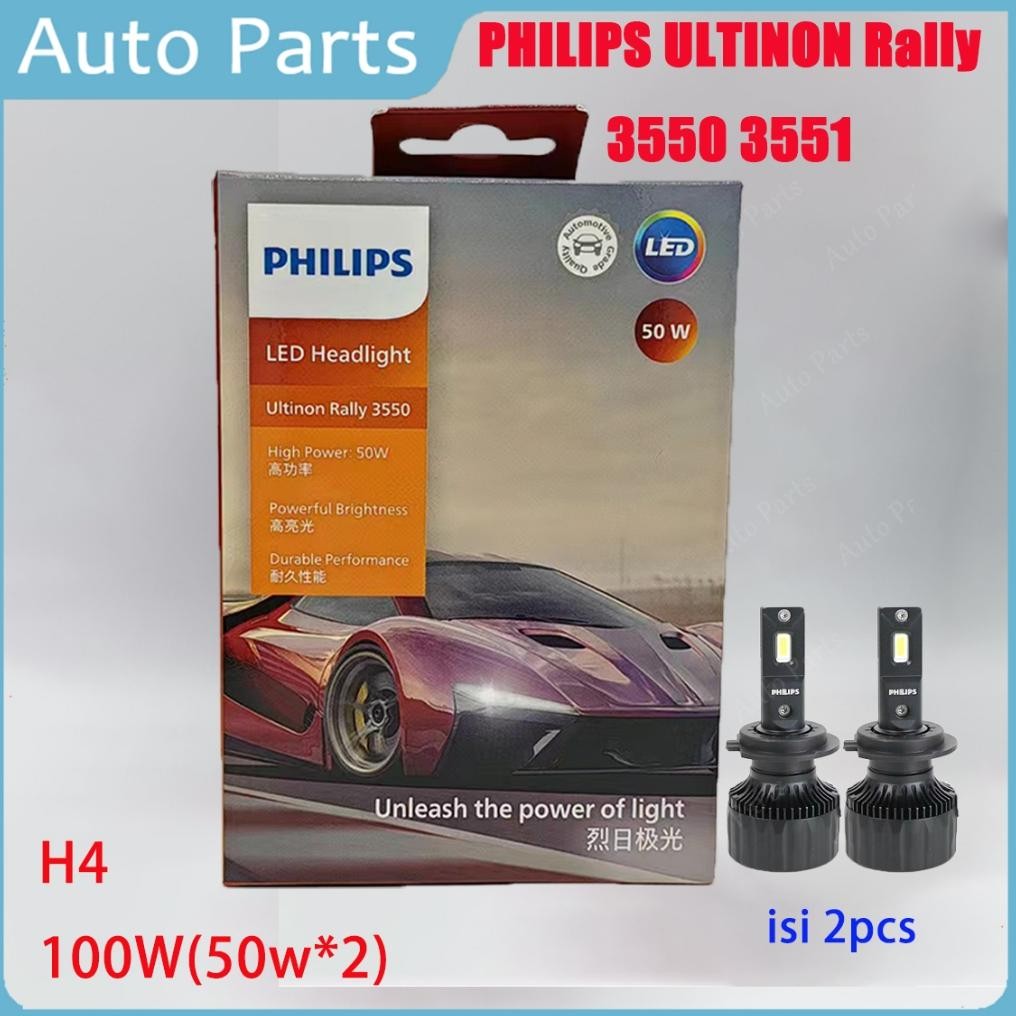 100% OriLED Philips Ultinon Rally 3550/ 3551 /100 Watt H4 100W LED H4 12V-24V 100W 6000K FLY