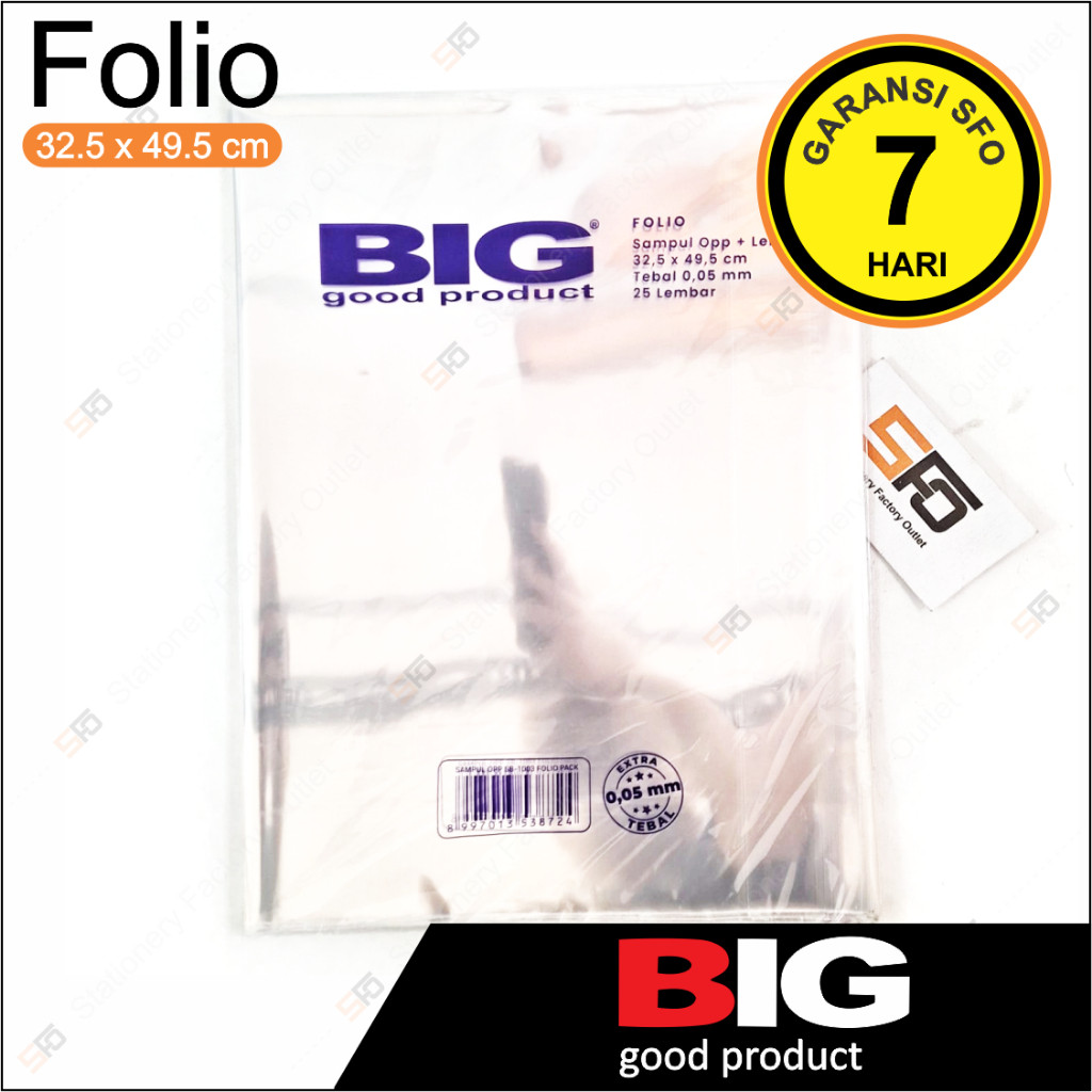 

Sampul Buku Plastik OPP BIG Folio 25 lembar - 1003