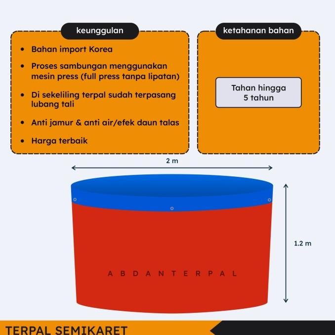 Flase Viral Kolam Terpal Bulat Bioflok Terpal A20 Diameter 2 (Terpal Saja) An85